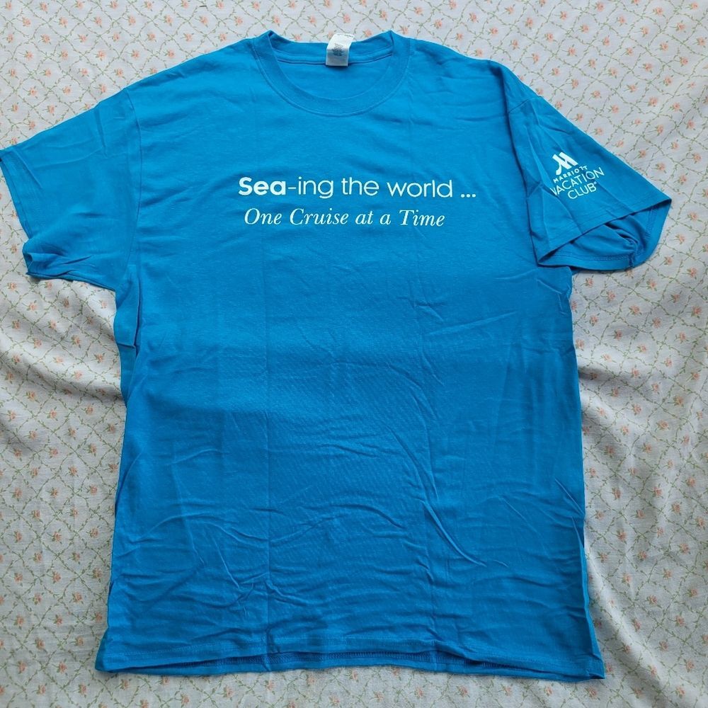 Sea-ing The World Marriott Cruise Blue Graphic T-Shirt